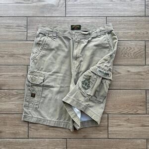 Vintage Khaki JNCO Jeans Flaming Crown Baggy Cargo Shorts
